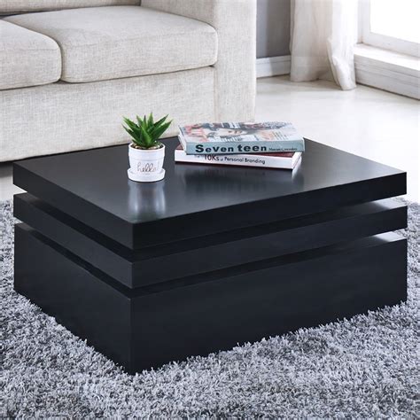 Low Priced Black Wood Square Coffee Table